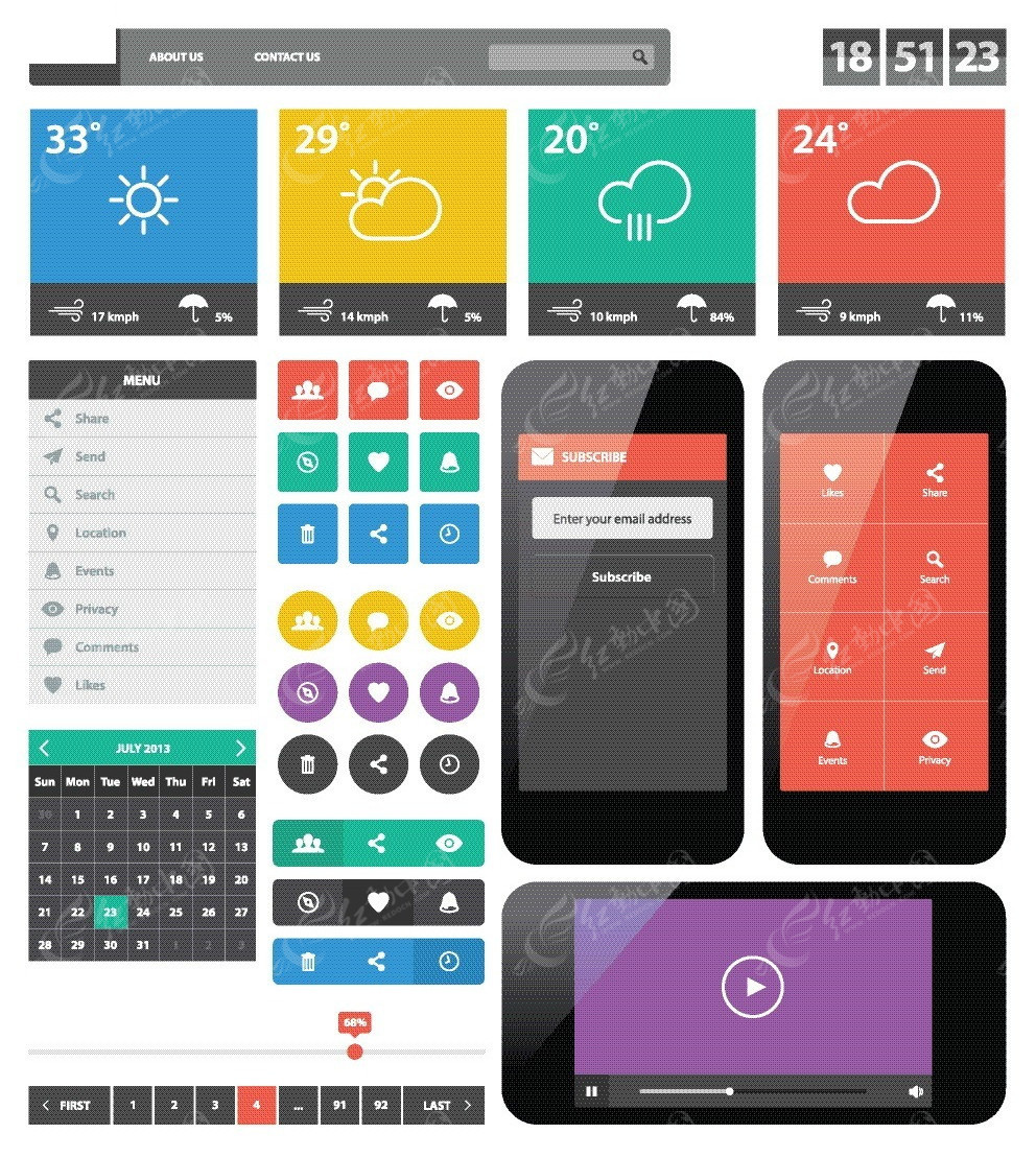 黑色手機(jī)界面設(shè)計(jì)UI元素